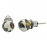 Boucle d'oreille ambre mosaïque forme boule