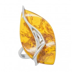 Bague argent et ambre couleur miel