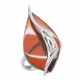 Grosse bague en argent 925/1000 et ambre cerise
