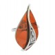 Grosse bague en argent 925/1000 et ambre cerise