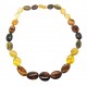 Collier d'ambre adulte avec grosse perle multicolore