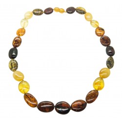 Collier d'ambre adulte avec grosse perle multicolore