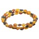Bracelet Accordeon 3 tours en ambre multicouleur