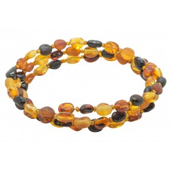 Bracelet Accordeon 3 tours en ambre multicouleur