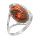 Twisted silver ring with cognac amber stone