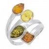 Bague d'ambre multicolore