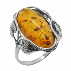 Bague cognac en ambre naturel