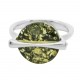 Bague en Ambre naturel vert et Argent 925/1000