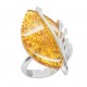 Bague en ambre miel et argent 925/1000