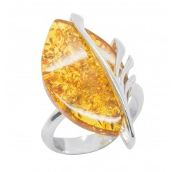 Bague en ambre miel et argent 925/1000
