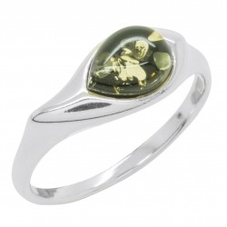 Bague Ambre vert et Argent 925/1000