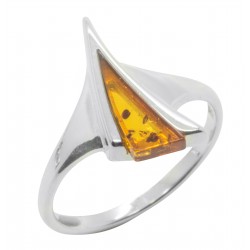Amber cognac ring and Silver 925/1000 triangle shape