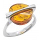 Bague en Ambre naturel cognac et Argent 925/1000