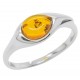 Bague Ambre cognac et Argent 925/1000