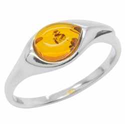 Bague Ambre cognac et Argent 925/1000