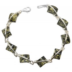 Bracelet Argent et ambre vert naturel