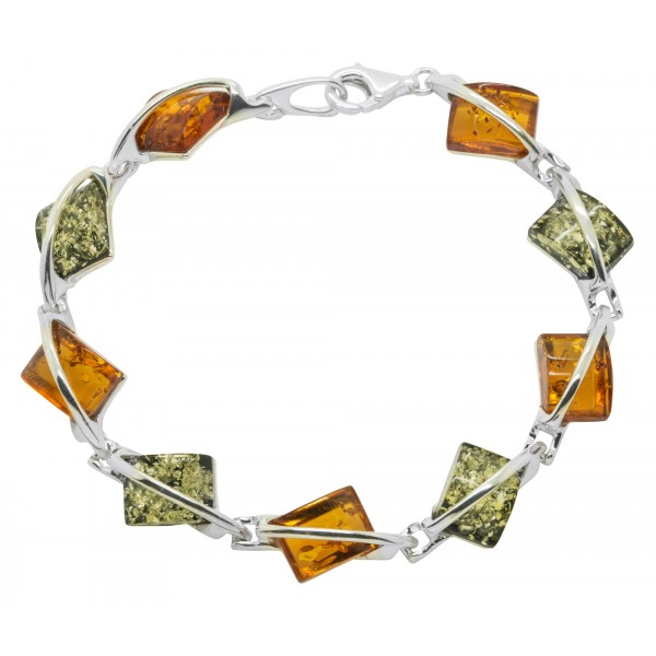 Bracelet Argent et ambre multicolore