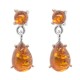 Boucle d'oreille Argent et Ambre véritable goutte d'eau et perle