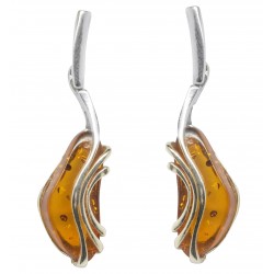 orecchino d'argento e ambra color miele