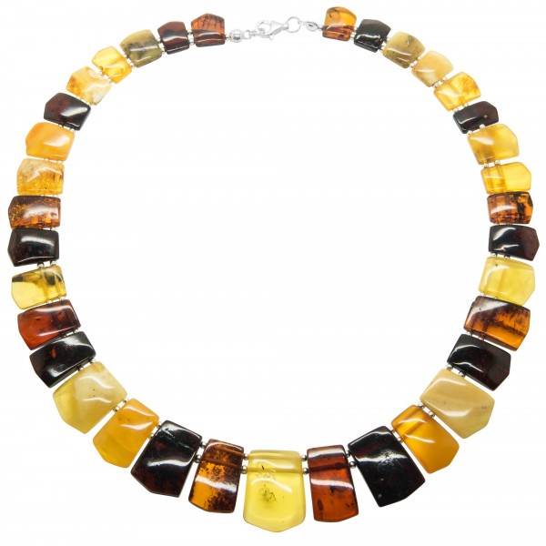 Luxueux collier d'ambre adulte multicolore