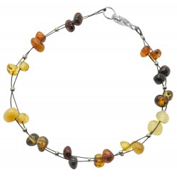Bracelet ambre bébé multicolore 3 lignes