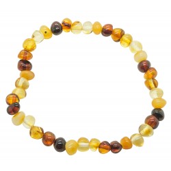 Bracelet adulte perle d'ambre multicolore