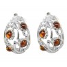 Boucle d'oreille Argent et ambre cognac