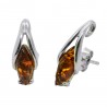 Boucle d'oreille Argent et ambre cognac