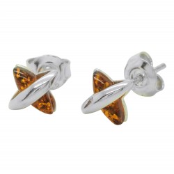 Boucle d'oreille Argent et ambre cognac