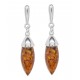 Boucle d'oreille Argent et ambre cognac