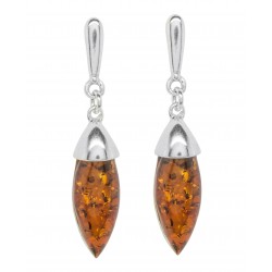 Boucle d'oreille Argent et ambre cognac