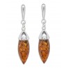 Boucle d'oreille Argent et ambre cognac