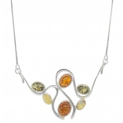 Collier ambre cognac et Argent 