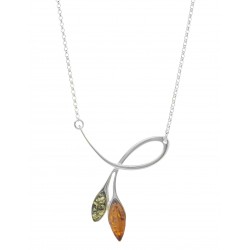 Collier en argent et ambre multicolore