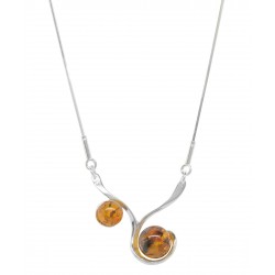 Collier en argent et ambre cognac