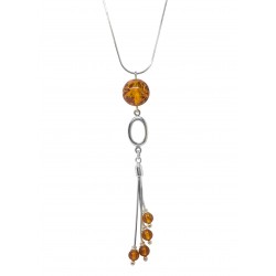 Collier en Argent et Ambre cognac