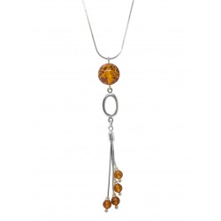 Necklace in silver and amber cognac