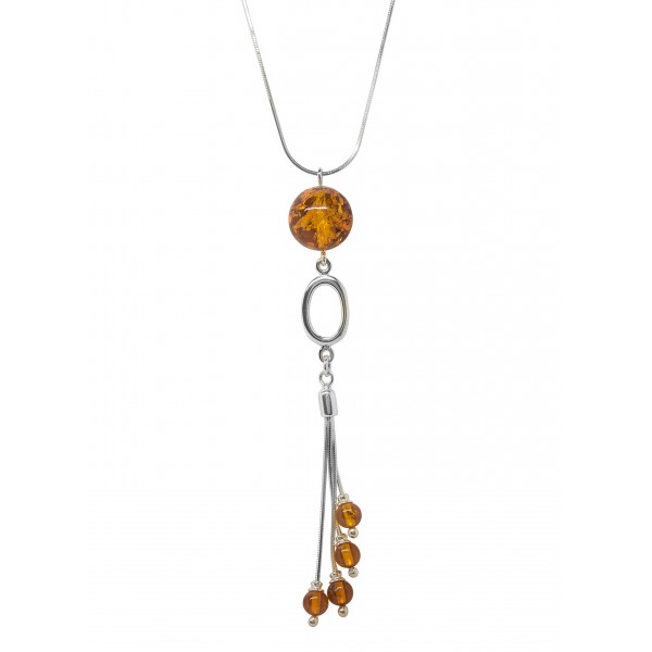 Collier en Argent et Ambre cognac