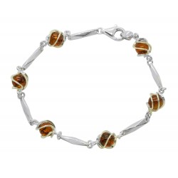 Bracelet en Ambre cognac et Argent 925/1000