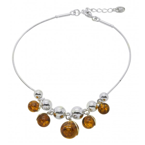 Bracelet en Ambre cognac et Argent 925/1000