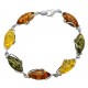 Bracelet ambre multicolore et argent 925/1000