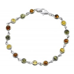 Bracelet en Ambre multicolore et Argent 925/1000