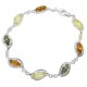 Bracelet en Ambre multicolore et Argent 925/1000