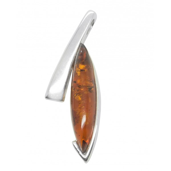 Pendentif ambre cognac et argent 925/1000