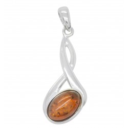Pendentif ambre cognac et argent 925/1000