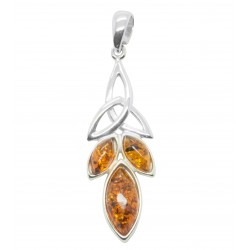 Pendentif ambre cognac et argent 925/1000