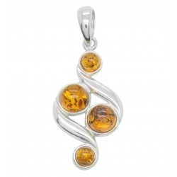 Pendentif ambre cognac et argent 925/1000