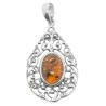 Pendentif ambre cognac et argent 925/1000