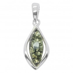 Pendentif ambre vert et argent 925/1000
