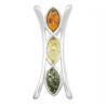 Pendentif ambre multicolore et argent 925/1000
